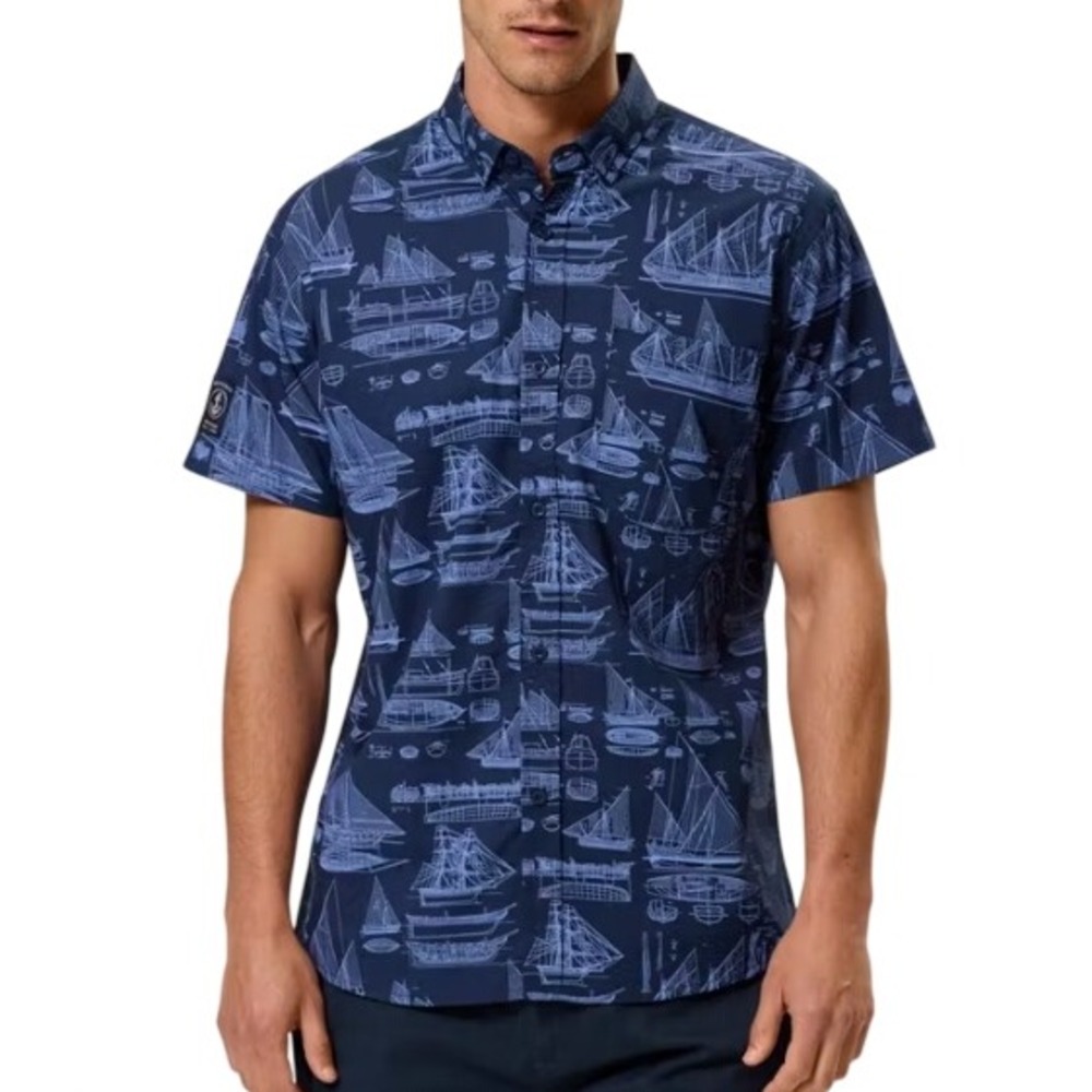 Croft & Barrow Men's L Blue Quick Dry Sailboat Shirt Outdoor Shirt Button down